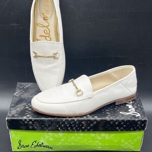 Sam Edelman Loraine White Slip-On Leather Horse Bit Loafers 6-1/2 w/ Box